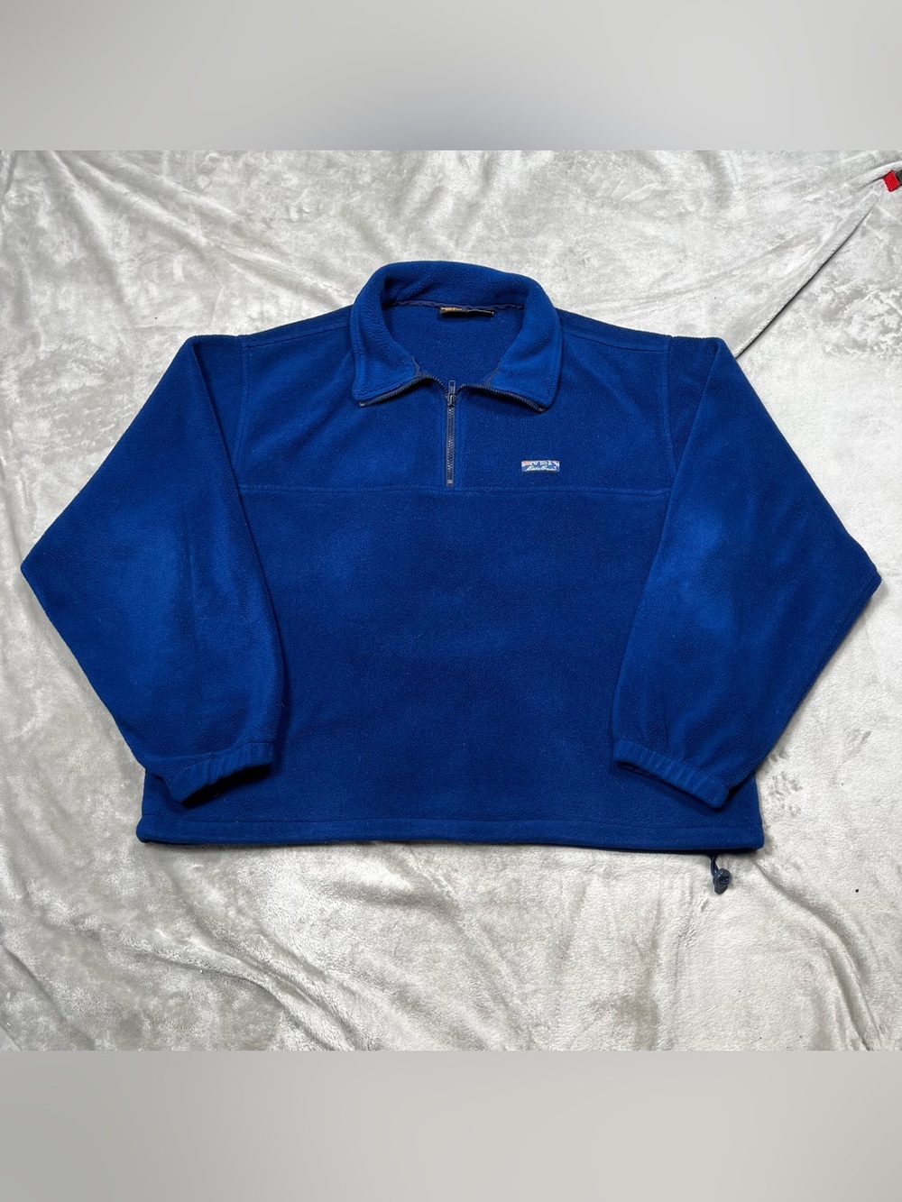 Vintage Eddie Bauer 1/4 Zip Fleece Men XL Blue Retro Jacket Pullover Granola Y2K